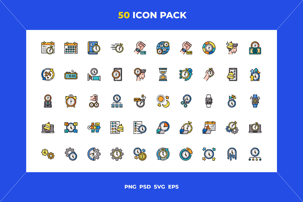 Time management icons, an Outline Icon by Wencory (Photo 1 of 2)