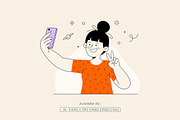 Cute Woman Taking Selfie, a Person Illustration by Partikusi Design (Thumbnail 3 of 3)