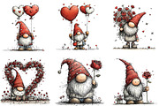 Whimsical Valentine Gnomes Clipart, an Illustration by CraftArtStudio (Thumbnail 3 of 6)