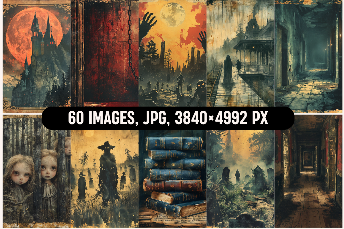 Vintage Halloween Junk Journal Scene, a Background Graphic by PrintHaven Designs (Photo 6 of 7)