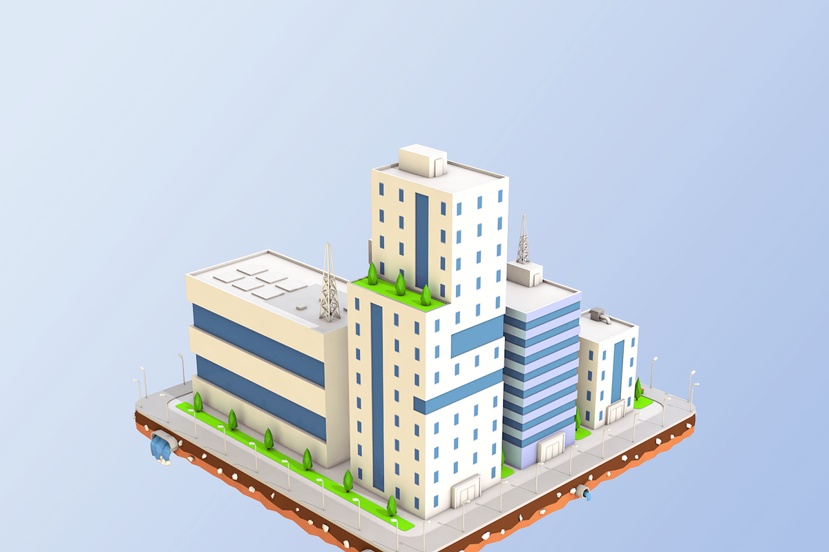 Low Poly City Block Factory Building, an Architecture 3D Model by 3DGeeq (Photo 3 of 6)