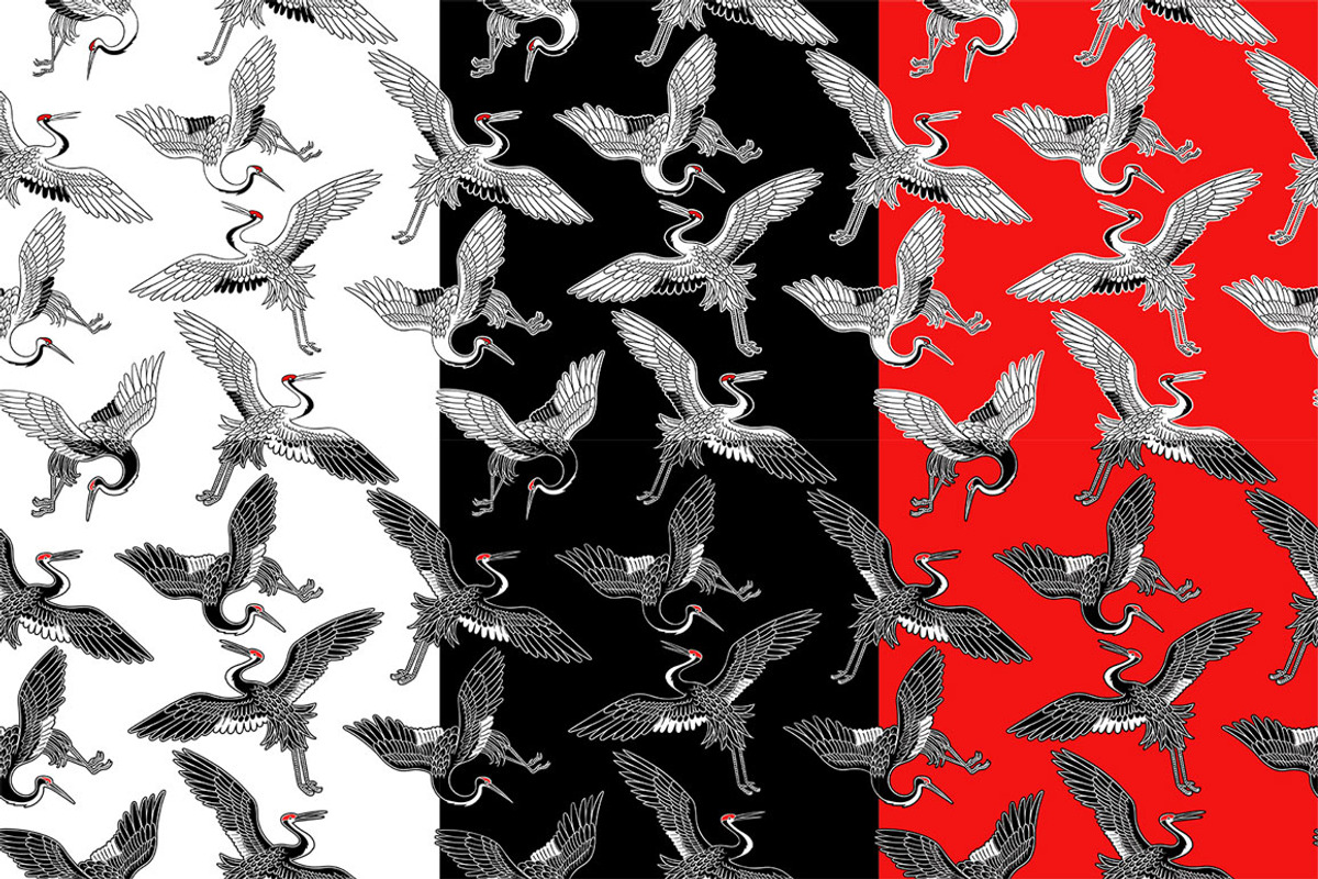 Japanese Cranes. Asian collection., a Pattern Graphic by Anastasia (Photo 8 of 11)