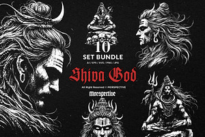 10 Bundle Dark Art Shiva God Hindu, an Illustration by Morspective