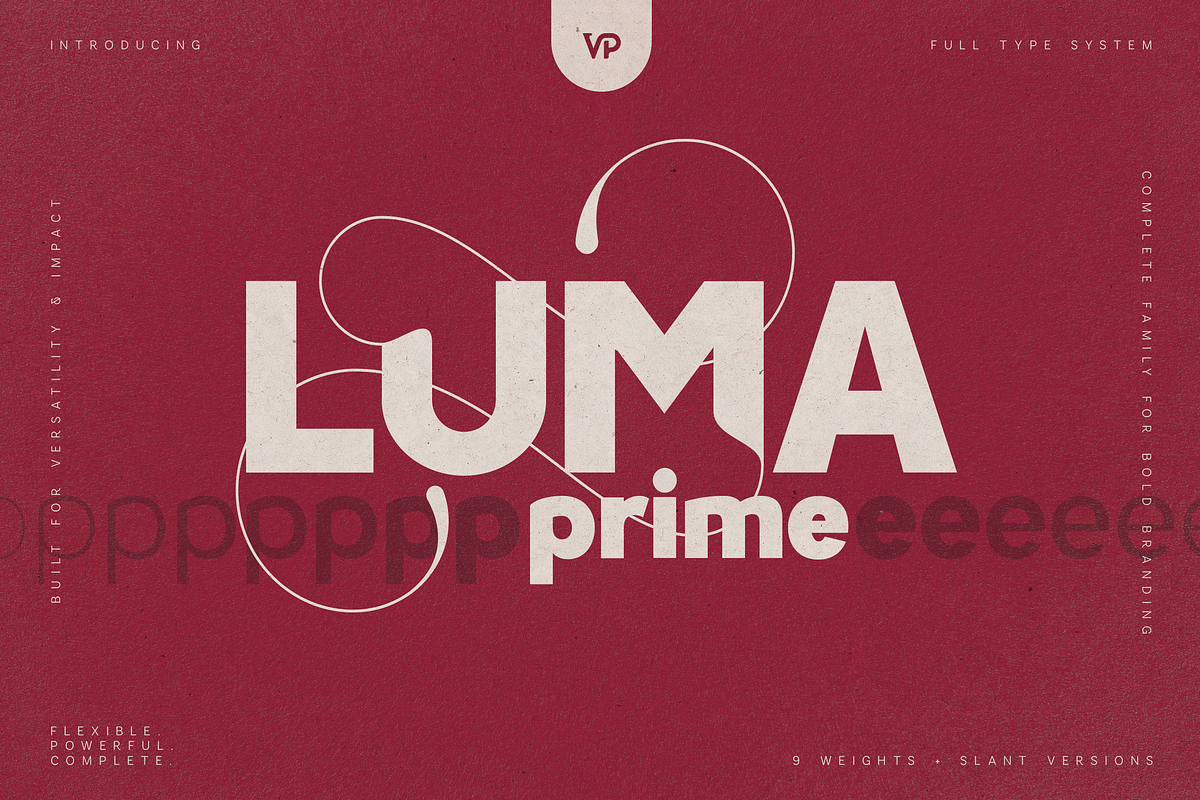 LUMA Prime – Modern Typeface, a Sans Serif Font by VP Fonts (Photo 1 of 18)
