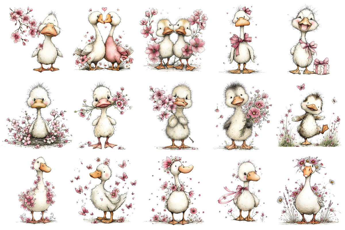 Whimsical Spring Goose Clipart, an Illustration by OK Design (Photo 3 of 6)