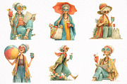 Summer Funny Grandma Clipart, an Illustration by DreamArtGraphic (Thumbnail 4 of 8)