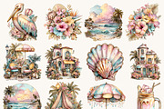 Tropical Summer Beach Clipart, a Seasonal Illustration by BusyDaydesign (Thumbnail 3 of 9)