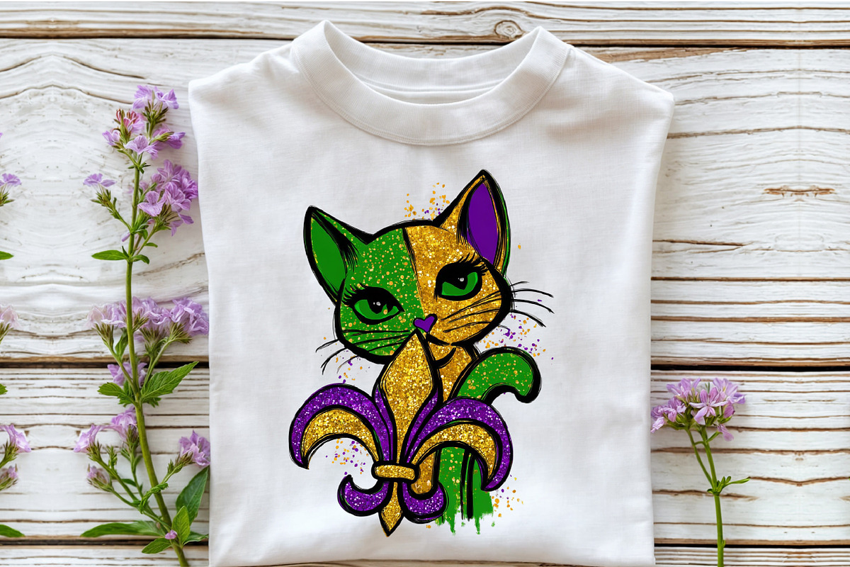 Whimsical Mardi Gras Cat Clipart, an Illustration by Sublimation Artist (Photo 5 of 6)