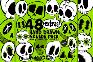 Hand Drawn Skulls Brush Stamp Pack