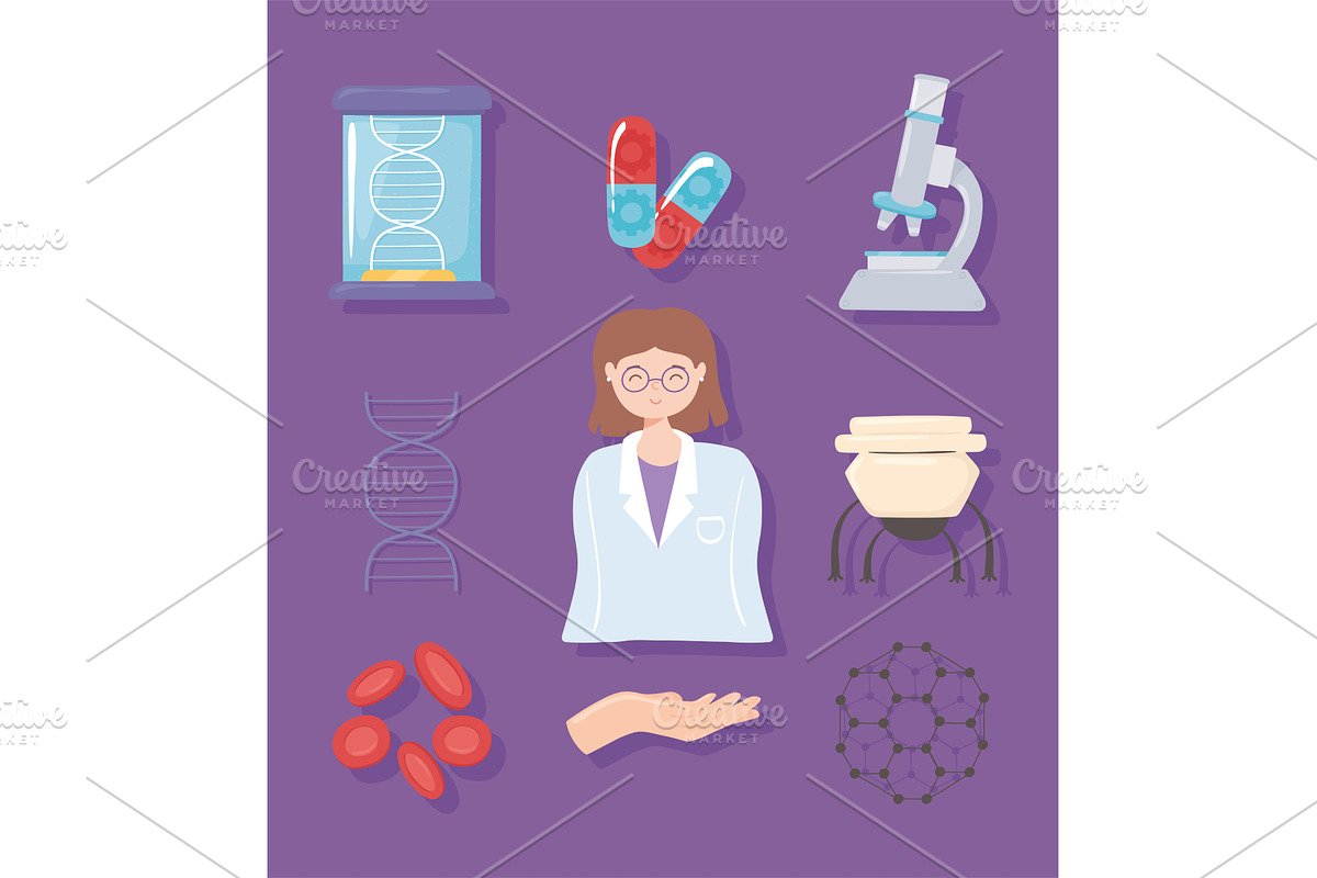 set of nanotechnology, an Illustration by studiogstock