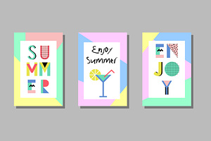 Memphis Alphabet And Summer Cards