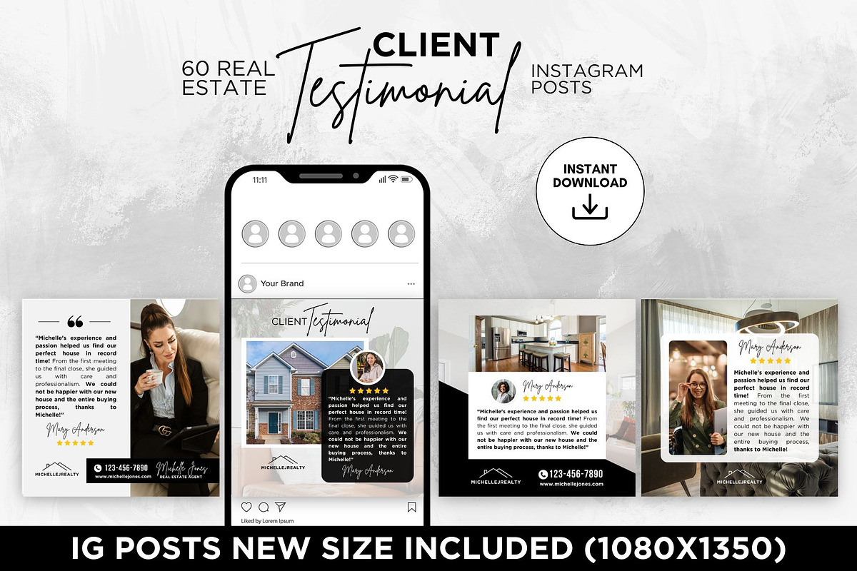 Client Testimonial Instagram Posts, a Social Media Template by CreativeVinesStore (Photo 6 of 6)