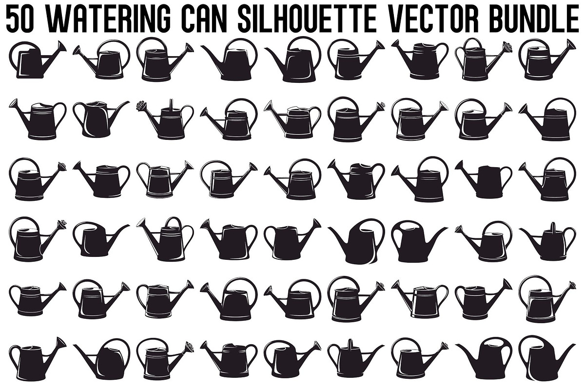 Watering Can Silhouette Bundle, an Illustration by Gfx_Store (Photo 1 of 48)