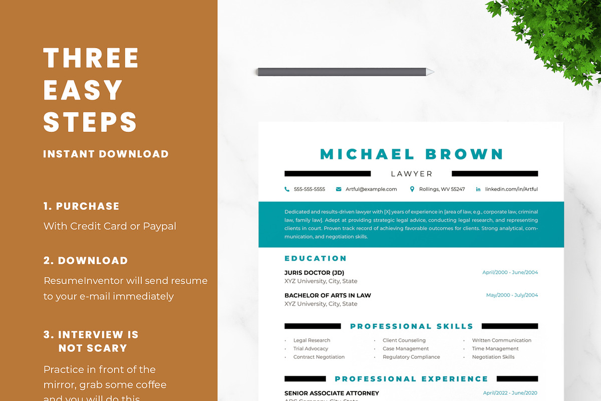 Lawyer Resume Template, a Resume Template by ResumeInventor (Photo 9 of 9)