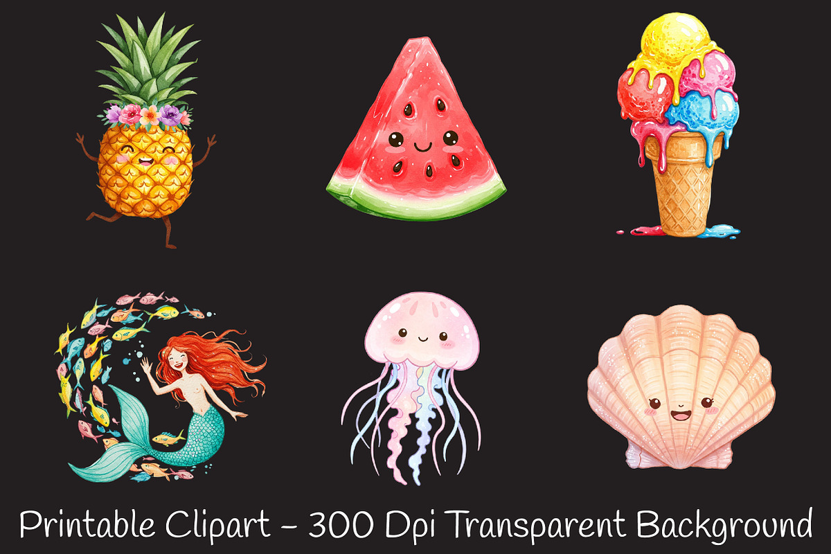 Happy Summer Clipart, an Illustration by RobertsArt (Photo 4 of 7)
