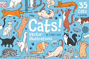 Cats! Vector Clip Art Illustrations, an Animal Illustration by rouxsupplyco (Thumbnail 1 of 9)