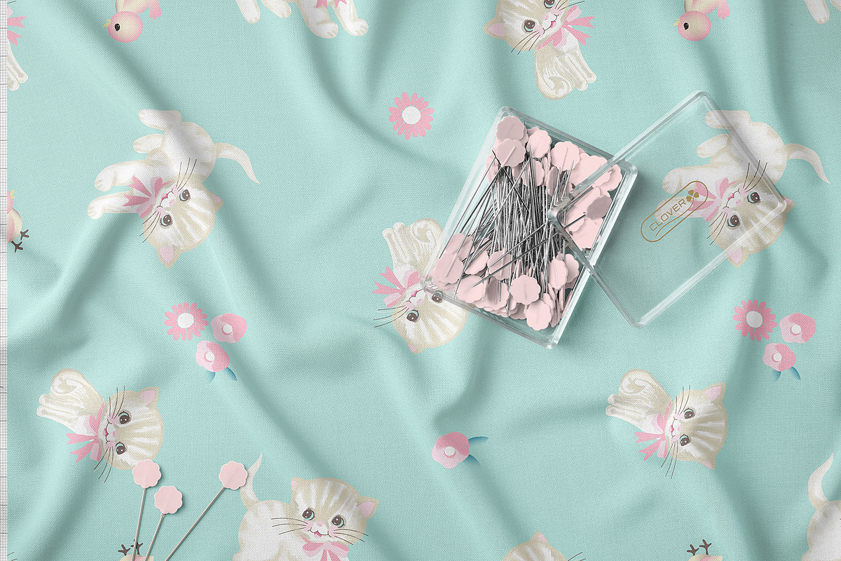 Cute Kitten Seamless Pattern, a Pattern Graphic by StudioGlouna (Photo 2 of 5)