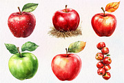 Falling Apples Watercolor Clipart, an Illustration by Dream Creation (Thumbnail 3 of 6)