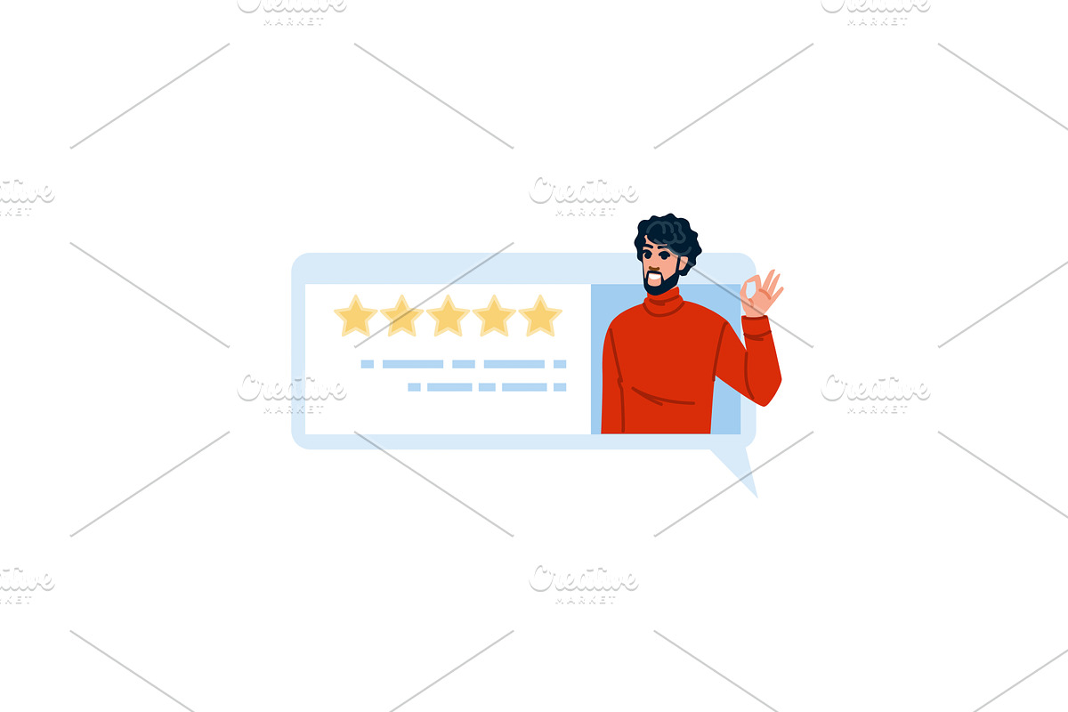 Customer leaving positive feedback, a Technology Illustration by pikepicture
