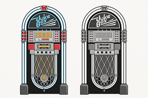 Jukebox or juke box isolated vector, an Object Illustration by Ledokolua