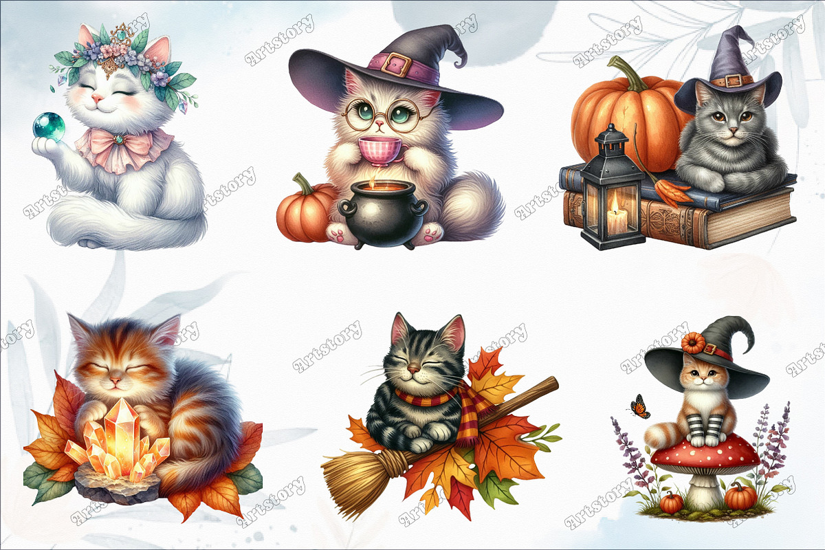 Cute Witchy Autumn Clipart PNG, a Graphic by designcity5 (Photo 2 of 5)