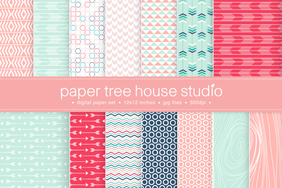 14 Arrow & Woodgrain Digital Papers