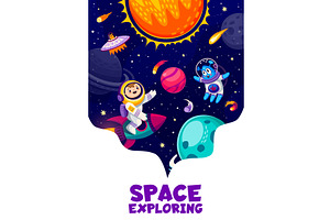 Cartoon Space Poster With Alie