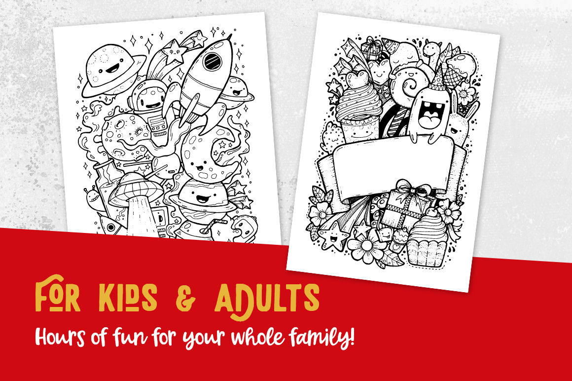 The Happy Doodle Coloring Pages, an Illustration by PrettyLittlePigs (Photo 3 of 4)