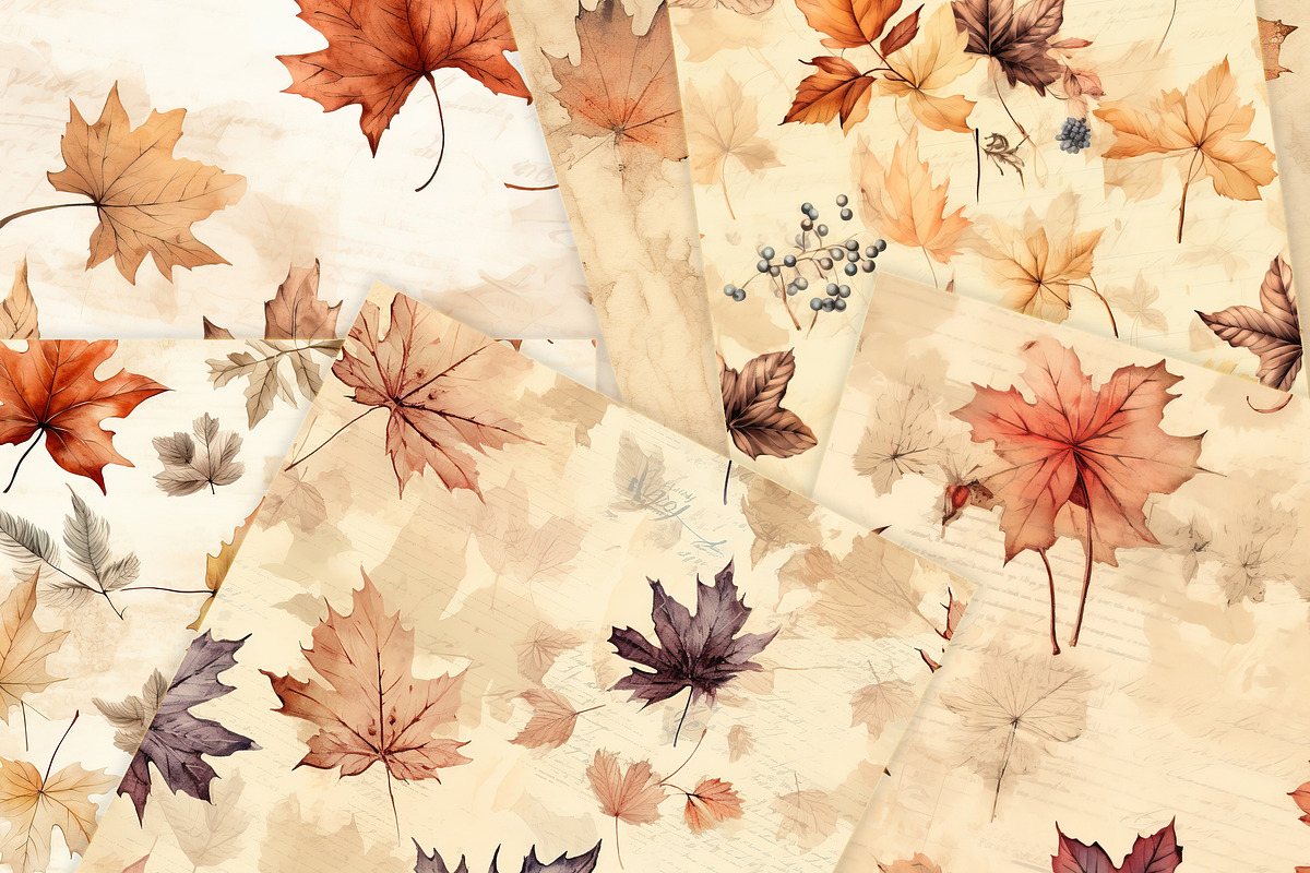 Junk Journal Seamless Fall Pages, a Background Graphic by Fun Digital (Photo 2 of 5)