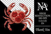 Watercolor Floral Crabs PNG Clipart, an Animal Illustration by RobertsArt (Thumbnail 5 of 6)