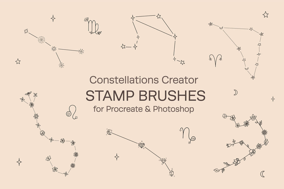 Constellations Procreate Brushes, a Brush Add-On by NinaFedorova (Photo 1 of 5)
