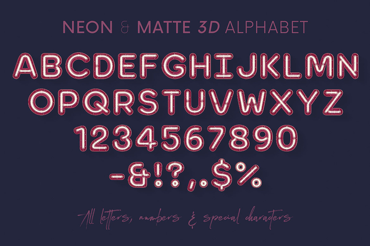 Neon & Matte - 3D Lettering, a Graphic by MIIM (Photo 9 of 9)