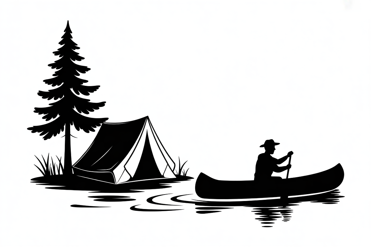 camping and canoe lake vector, an Illustration by Amazin_art (Photo 14 of 17)