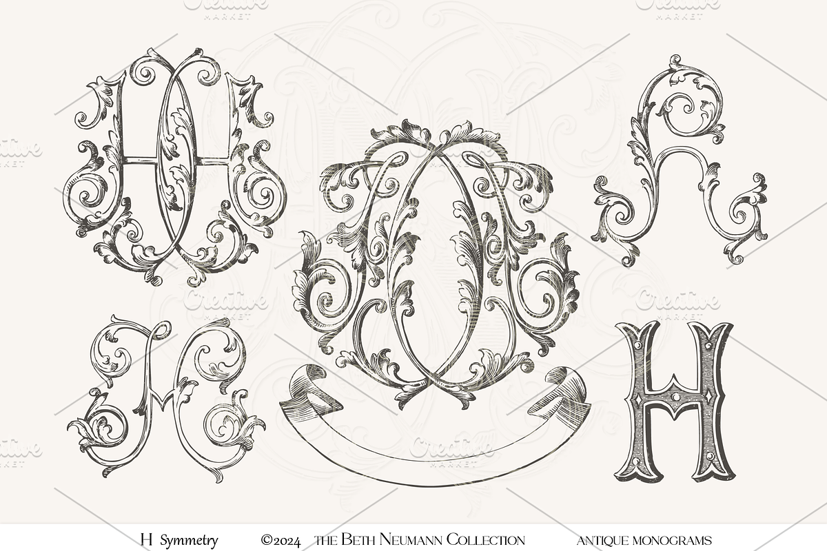 Antique Vintage Monogram Initial H, an Object Graphic by Antique Monograms (Photo 1 of 4)