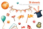 Cute Circus Clipart PNG Set, an Object Illustration by Mespilia (Thumbnail 2 of 5)