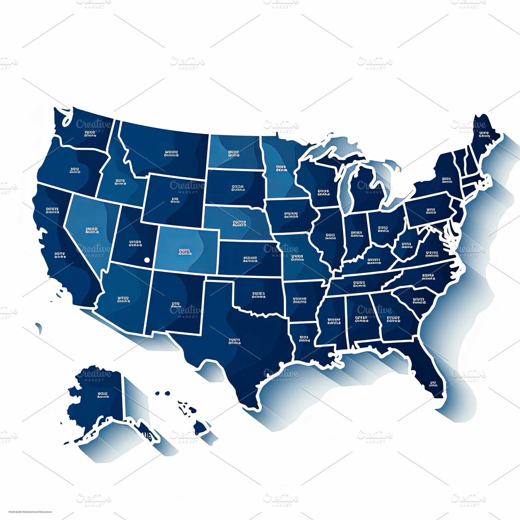 United States of America map with fe, an Abstract Photo by Pixeness Studio