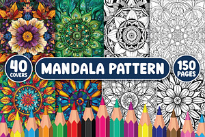 150 Mandala Pattern Coloring Pages, an Illustration by BrightMart