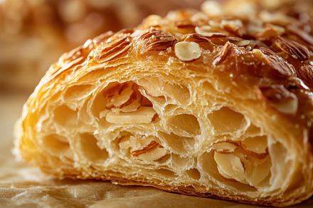 Almond Croissant Pastry Golden Flaky, a Background Photo by Pixeness