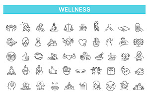 Wellness Line Icons Set, an Outline Icon by Tettygreen