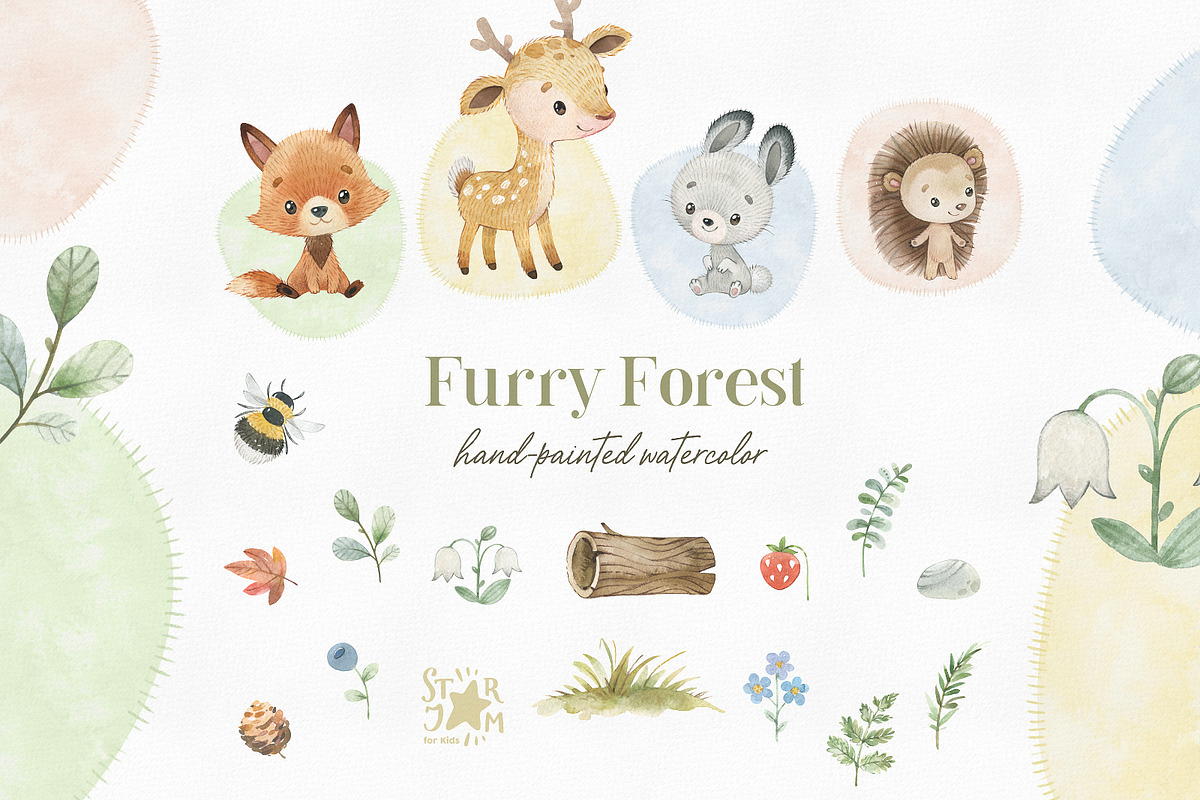 Furry Forest Collection, an Animal Illustration by StarJam (Photo 3 of 6)
