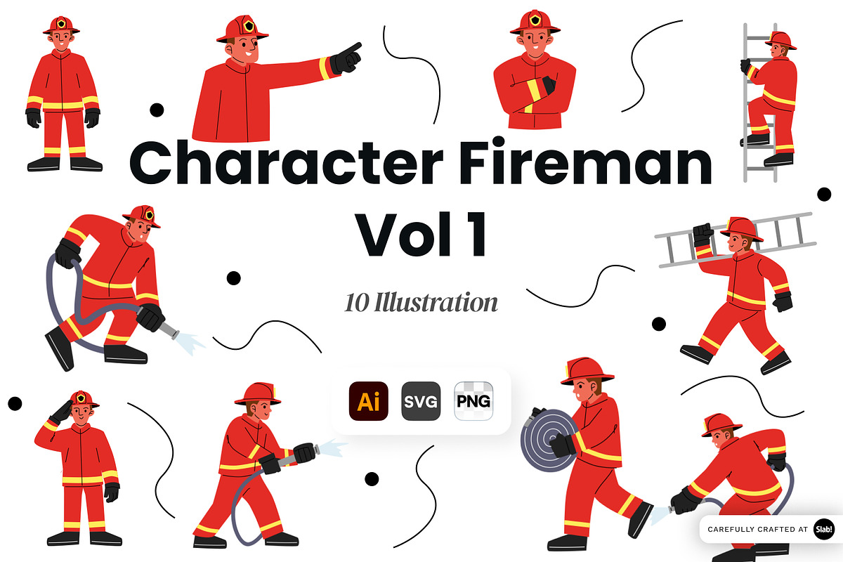 Character Fireman Vol 1 Doodle, a Work Illustration by SLAB! Design (Photo 1 of 3)