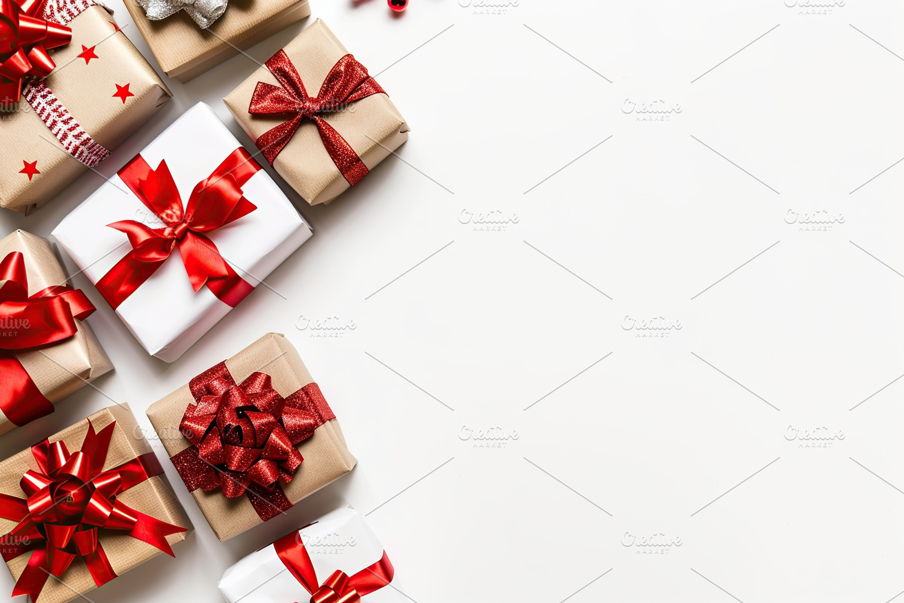 Colorful christmas gift boxes with copyspace on white background, a Holiday Photo by AlyaAnd