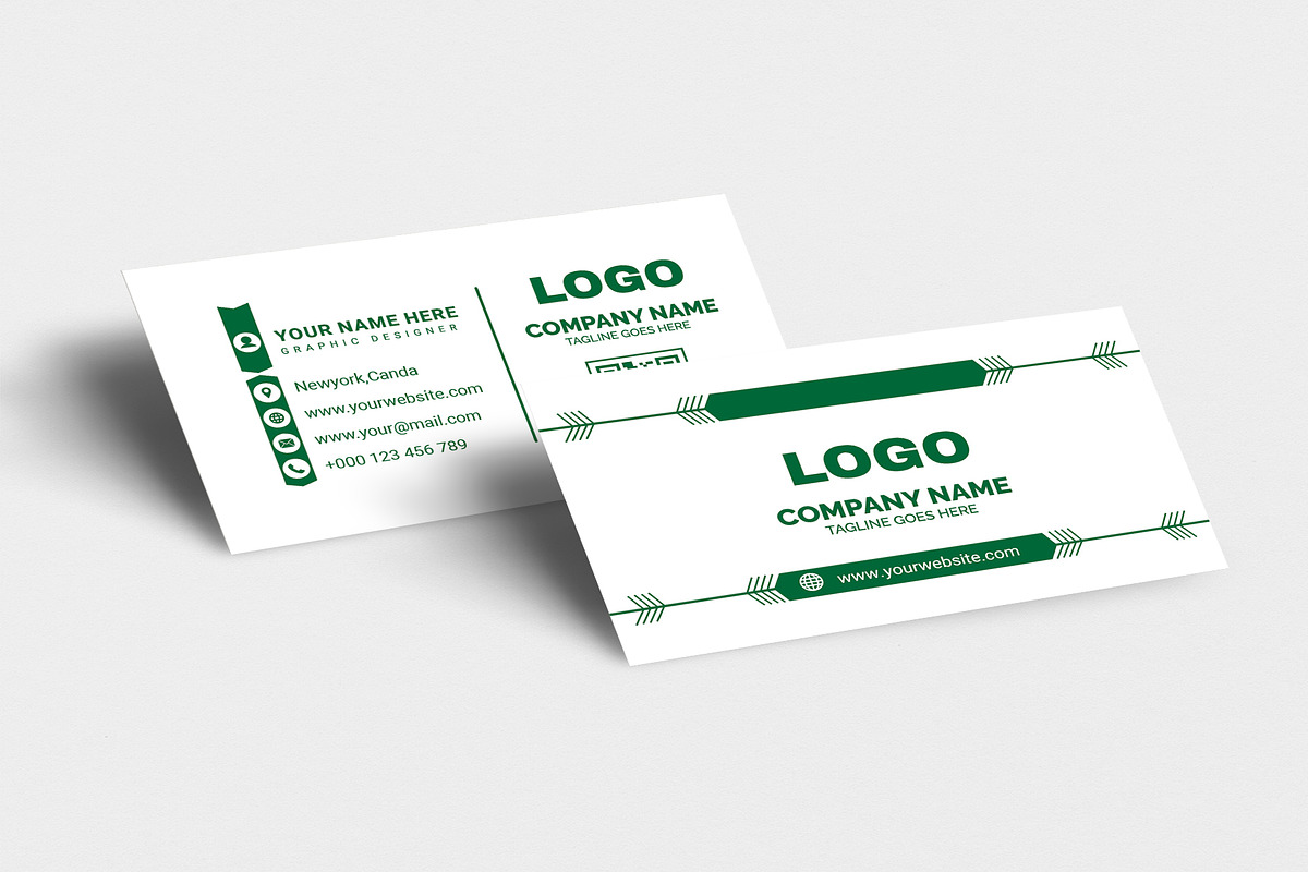 Green Theme Stylish Business Card, a Business Card Template by Vitoria's Collection (Photo 1 of 3)