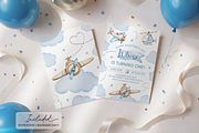 Blue Airplane Birthday Party Invite, a Templates & Theme by VeliusCreativeStudio (Thumbnail 2 of 3)