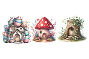 Cute Fairy Houses Clipart Bundle, an Illustration by DreamPrint404 (Thumbnail 2 of 6)