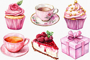 Pink Afternoon Tea Clipart, an Illustration by Canvas Craft (Thumbnail 3 of 8)