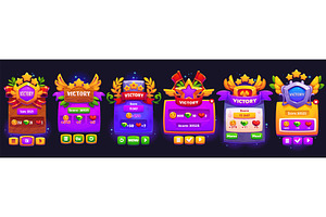 Victory game frame and banners, a Technology Illustration by Vector Tradition