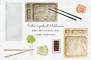 Watercolor Sushi Rolls Clipart, a Food Illustration by Art and Funny (Thumbnail 4 of 7)