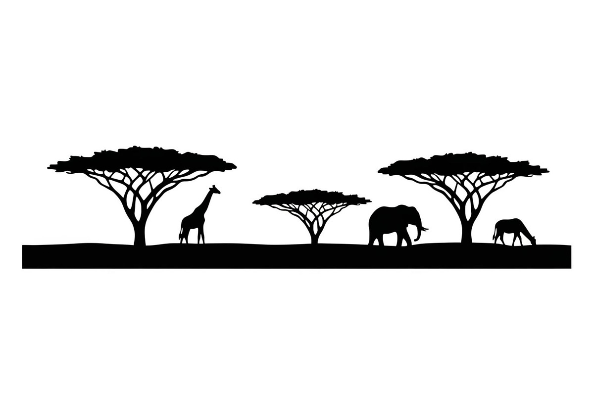 Abstract Savanna Scenery Silhouette, a Graphic by Designer_Momina (Photo 3 of 13)