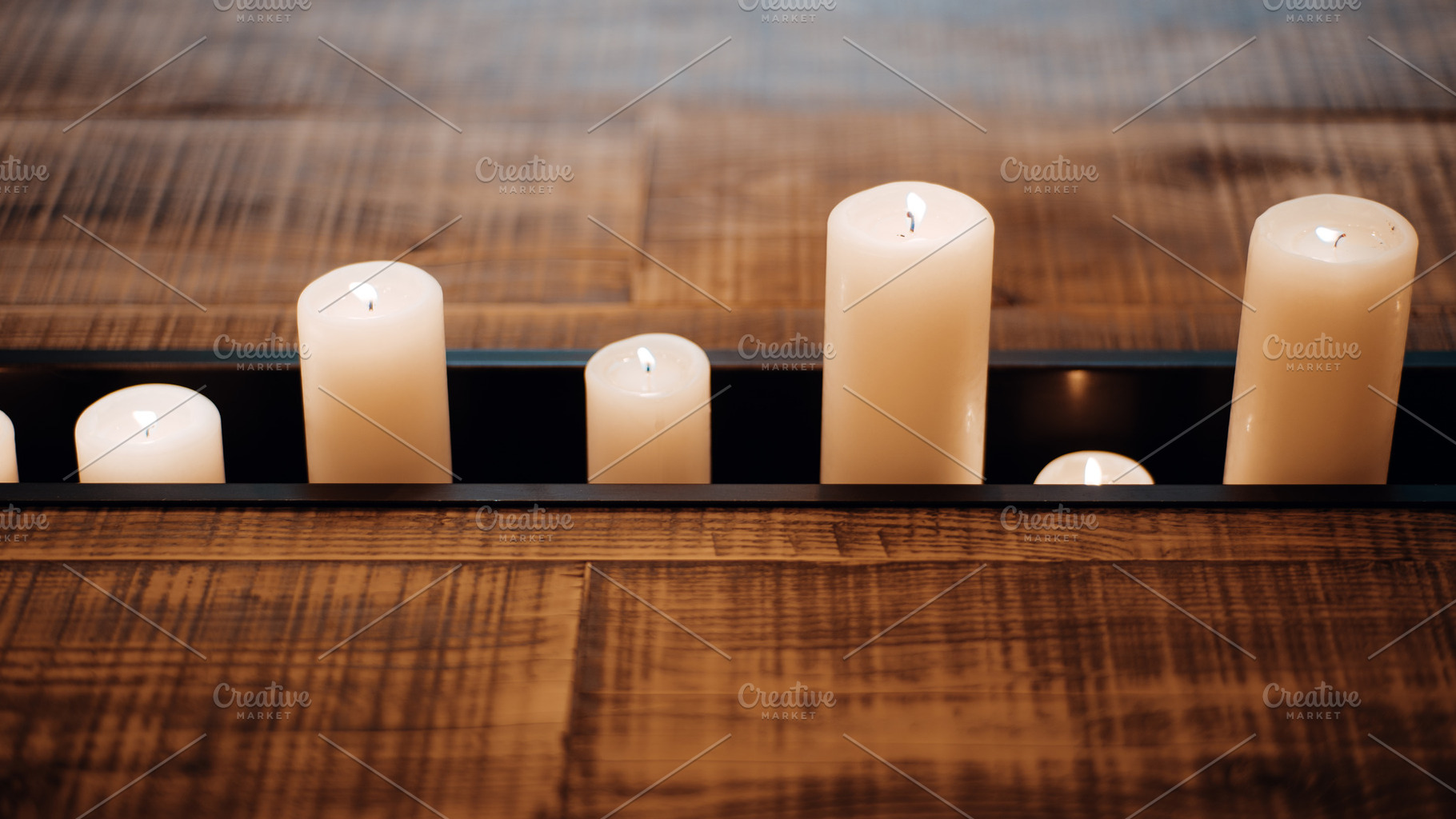 Rustic Table With Candle Trough, an Architecture Photo by SkyNext